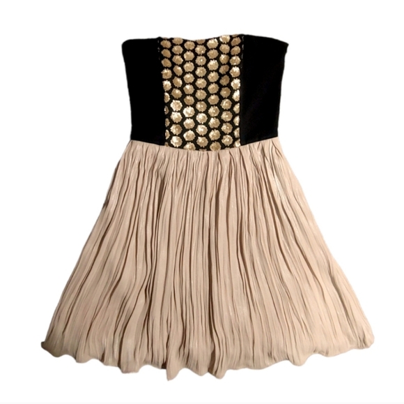 Rachel Rachel Roy Gold Sequin Polka Dot Bustier Mini Flared Dress Women's Size 2 - Picture 7 of 7